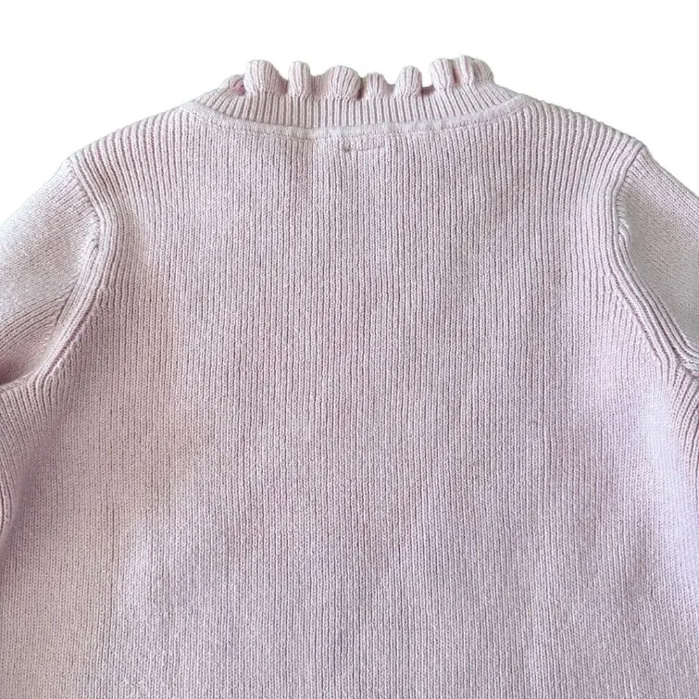 GAP Long Sleeve with Ruffles at Crew Neck and Cuff Pink 4T